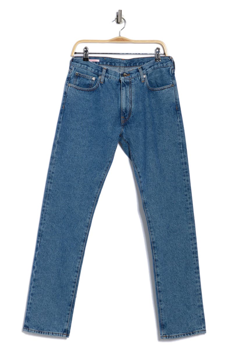 Off-White Diagonal Pocket Slim Fit Jeans, Alternate, color, Medium Blue