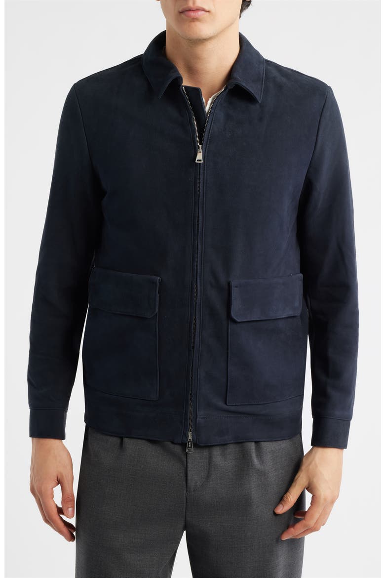 Suede Zip Jacket, Alternate, color, NAVY