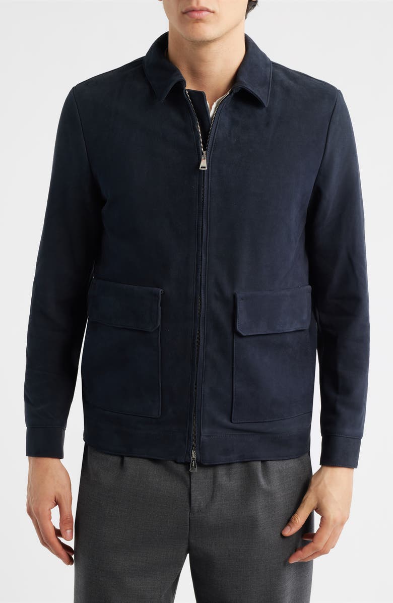 Aurélien Suede Zip Jacket, Alternate, color, Navy