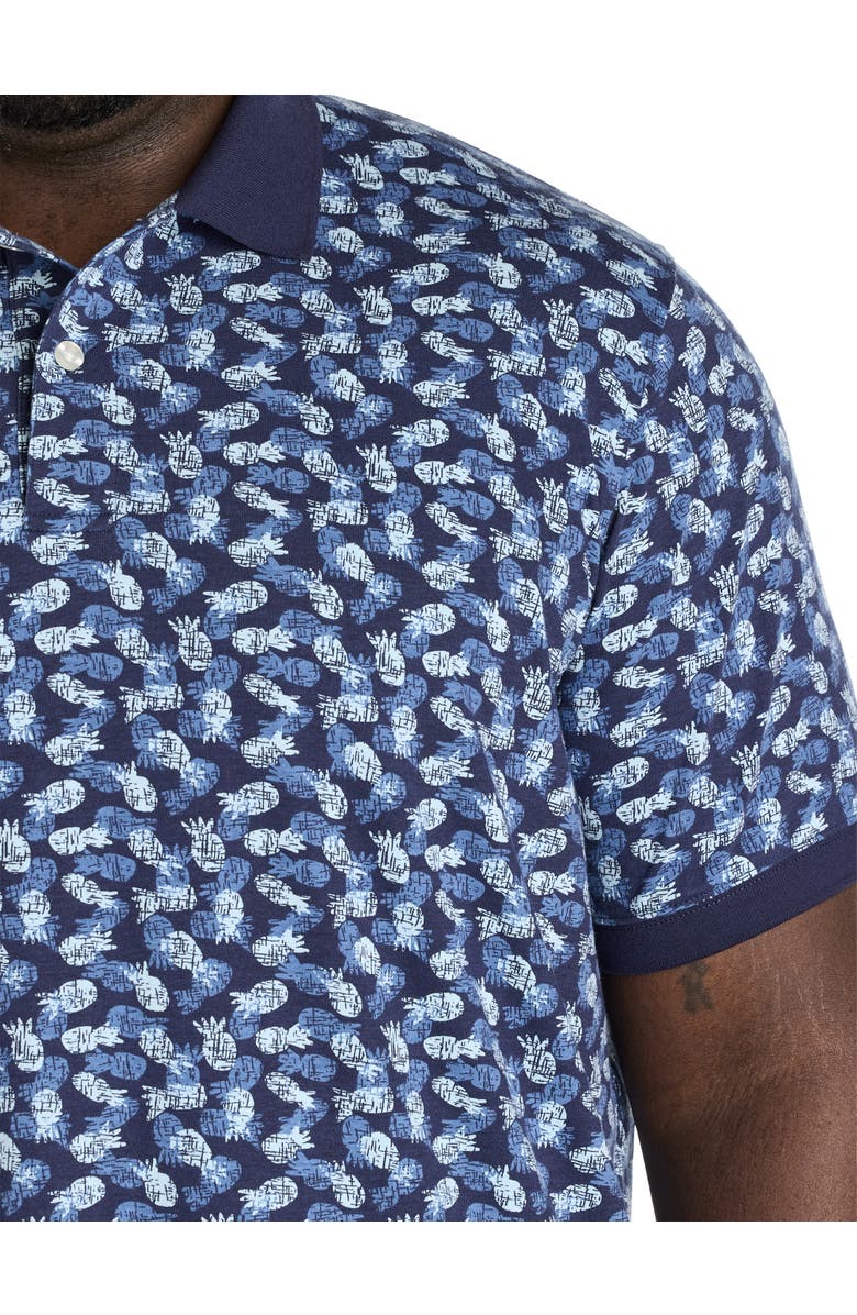 Harbor Bay by DXL Big & Tall Pineapple Print Polo Shirt, Alternate, color, Blue