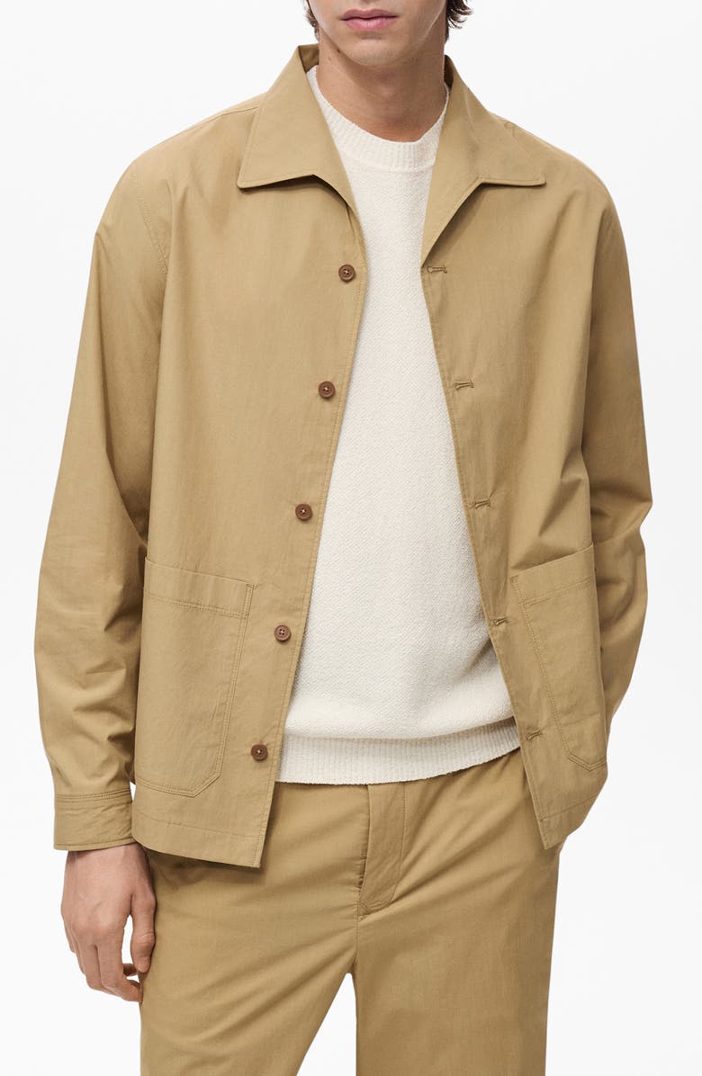 MANGO Cotton Overshirt with Pockets, Main, color, Beige