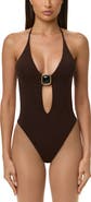 Naked Wardrobe Halter Deep V-Neck Bodysuit