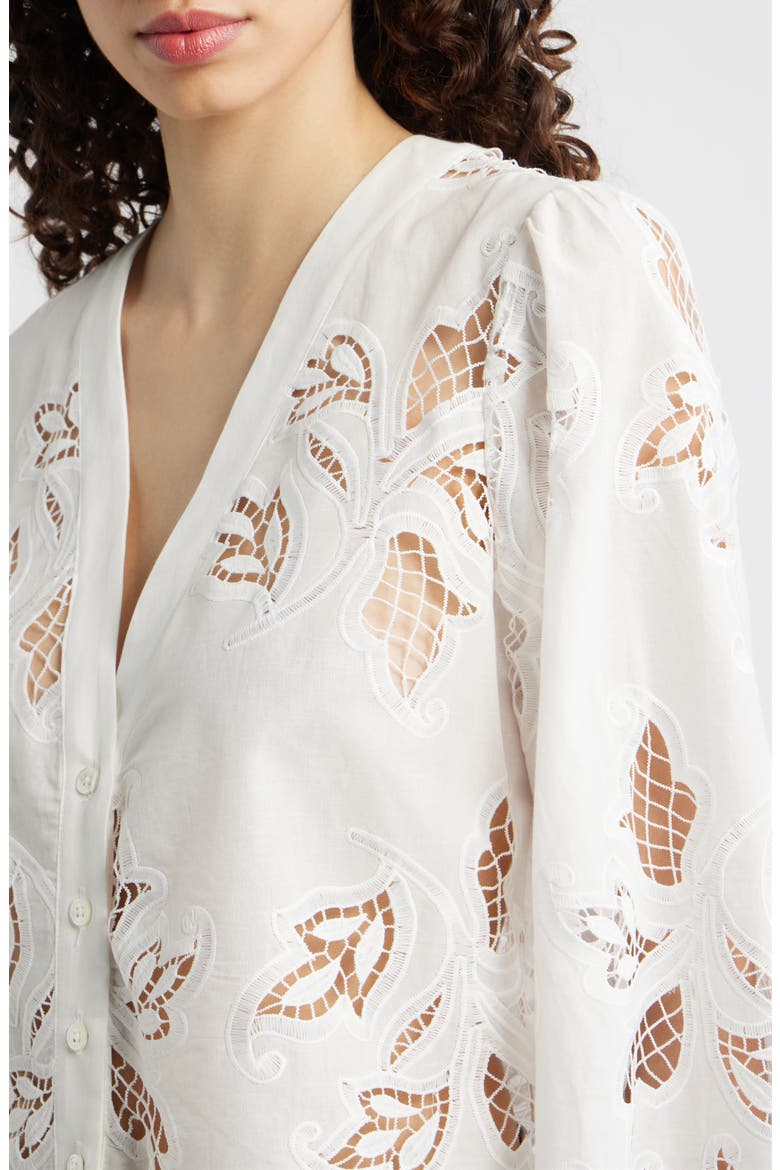 Floral Lace Button-Up Shirt, Alternate, color, ETERNA