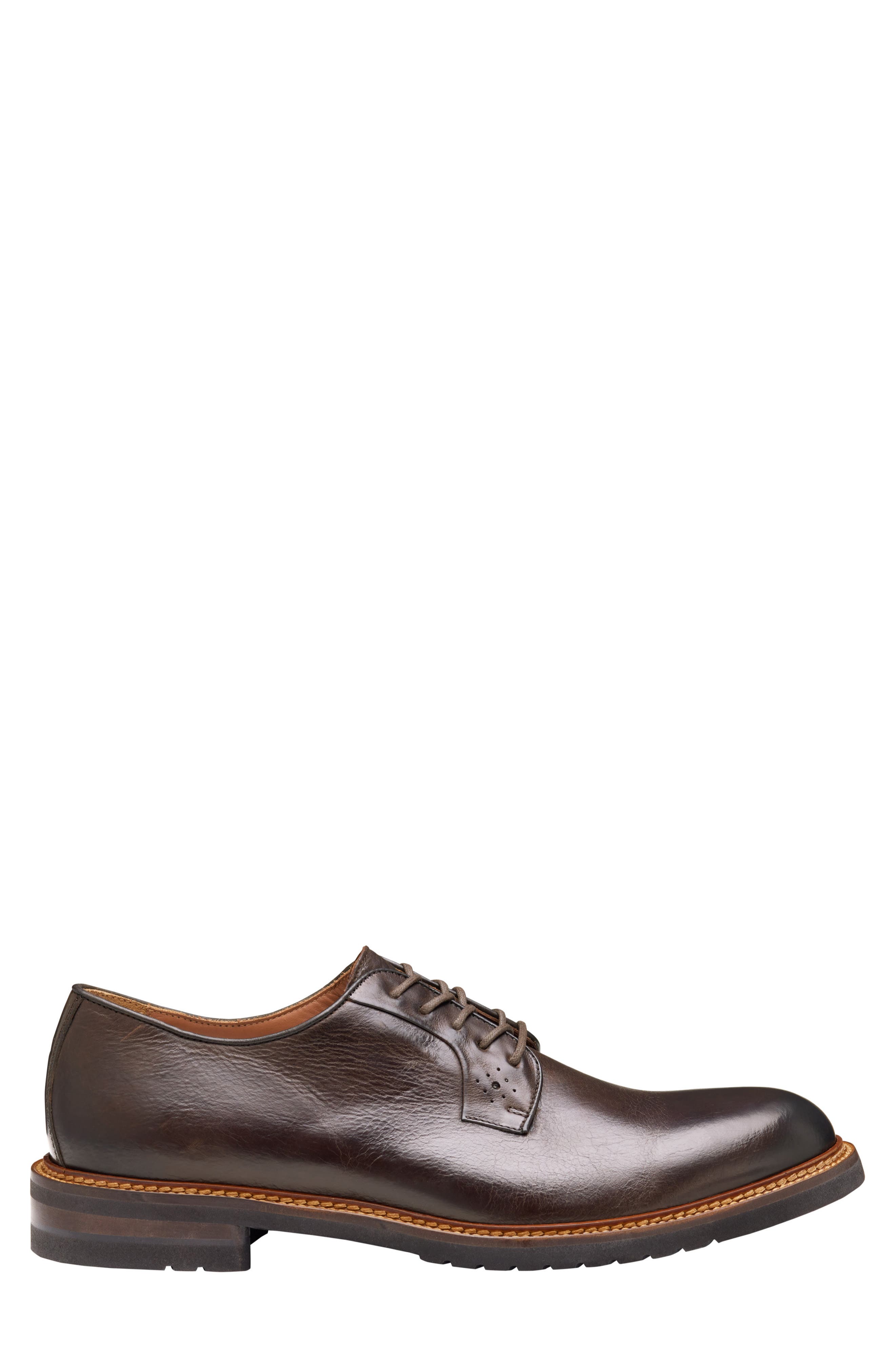 Johnston & Murphy Hartford Plain Toe Derby, Alternate, color, Dark Brown Italian Calfskin