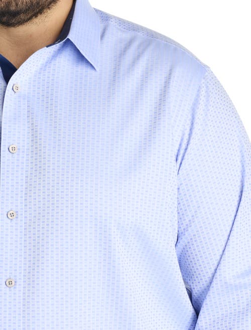 Untuckit Fit By Dxl Big & Tall Wainwright Wrinkle-free Geometric Sport Shirt In Blue