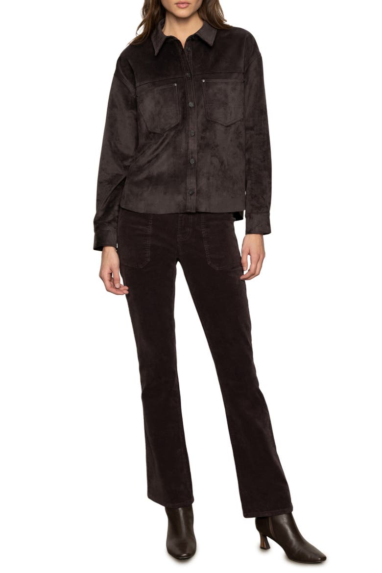 Ivy Faux Suede Long Sleeve Button-Up Shirt, Alternate, color, SEMI SWEET