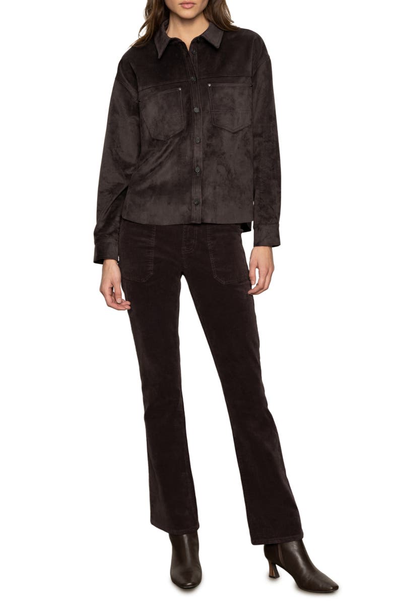 Sanctuary Ivy Faux Suede Long Sleeve Button-Up Shirt, Alternate, color, Semi Sweet