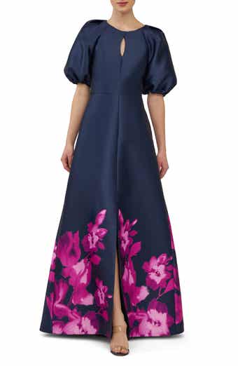 Kay Unger Delfina Puff Sleeve Mikado Gown