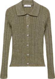 MANGO Metallic Open Stitch Cardigan