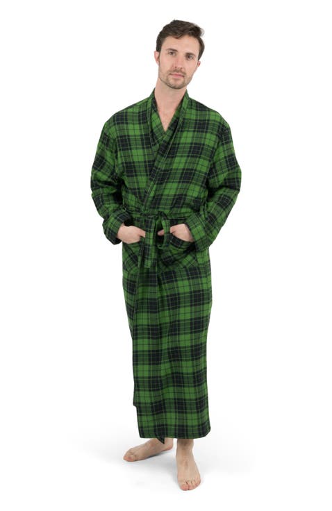 Men's Flannel Robe, 100% Cotton