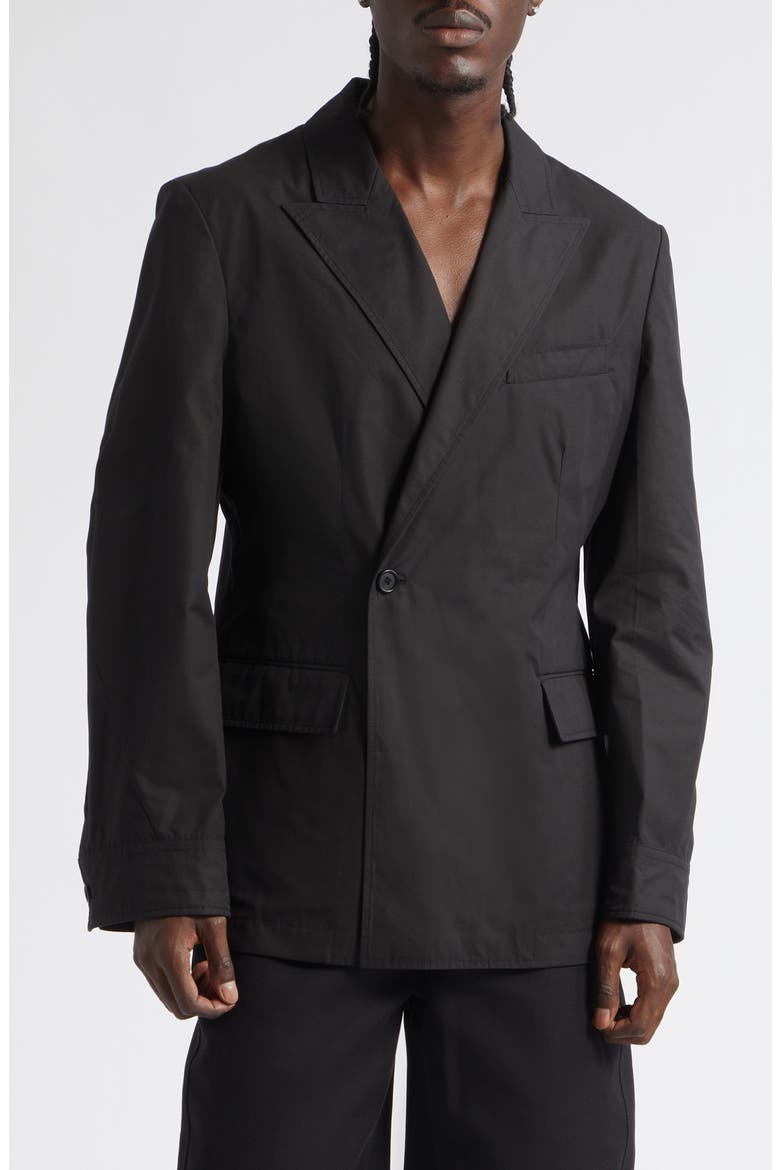 Regular Fit Couture Seam Cotton Poplin Jacket, Main, color, BLACK
