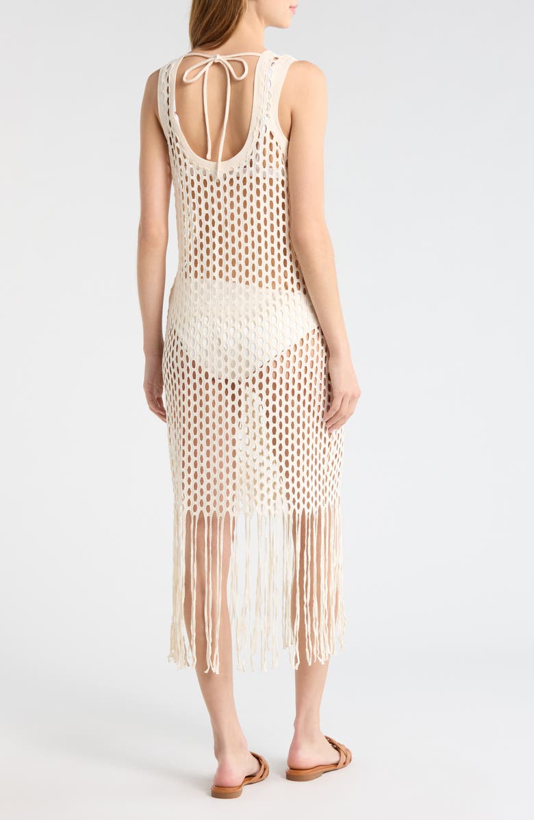 Nordstrom Fringe Open Stitch Cover-Up Dress, Alternate, color, Natural