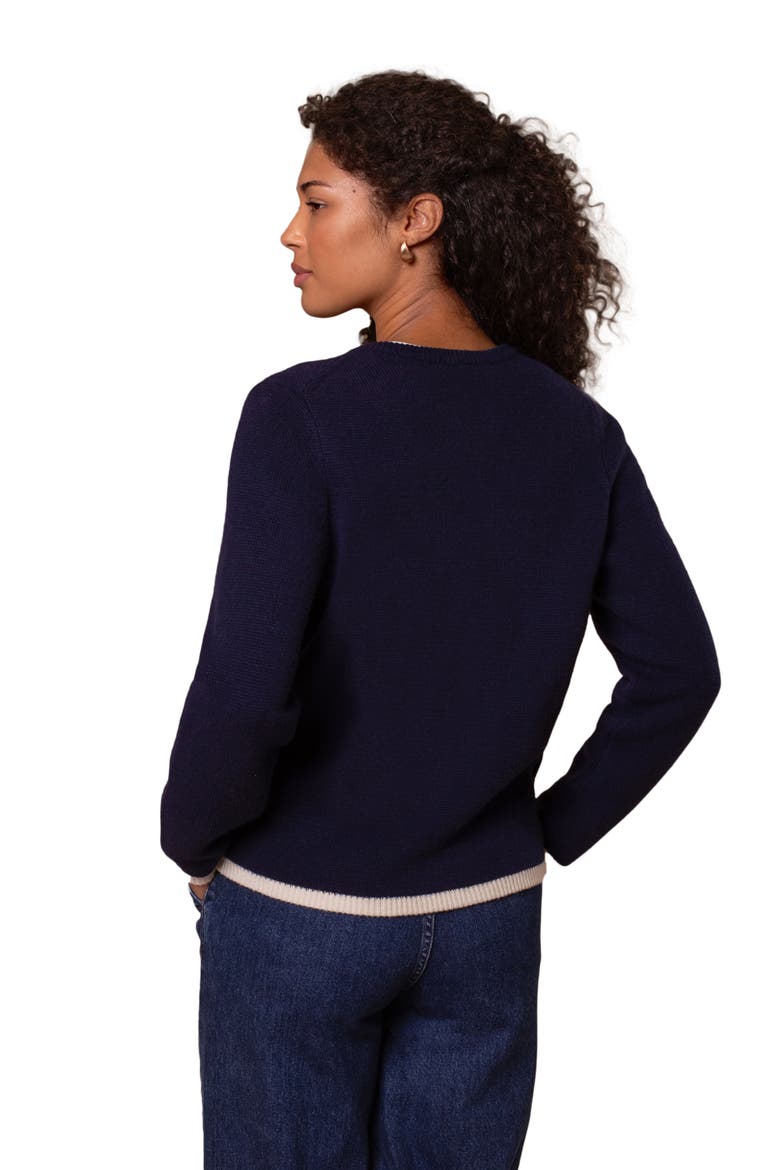 Zip Through Knitted Jacket, Alternate, color, DARK NAVY TIPPED