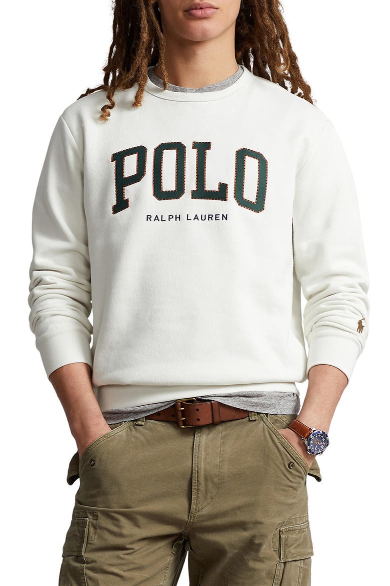 Logo Appliqué Fleece Crewneck Sweatshirt, Main, color, NEVIS