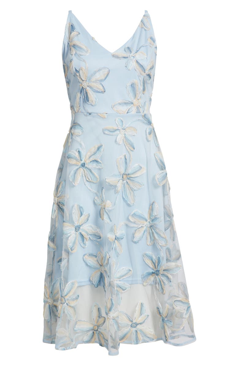 Sam Edelman 3D Floral Appliqué Fit & Flare Dress, Alternate, color, Blue Multi