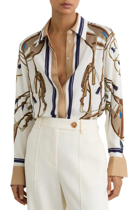 Ellis Tassel Print Button-Up Shirt