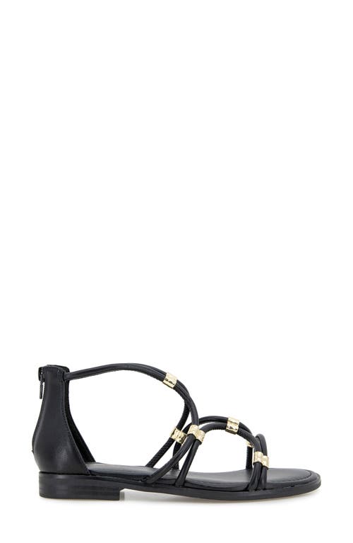 Esprit Chaya Rolled Strap Sandal In Black Pu