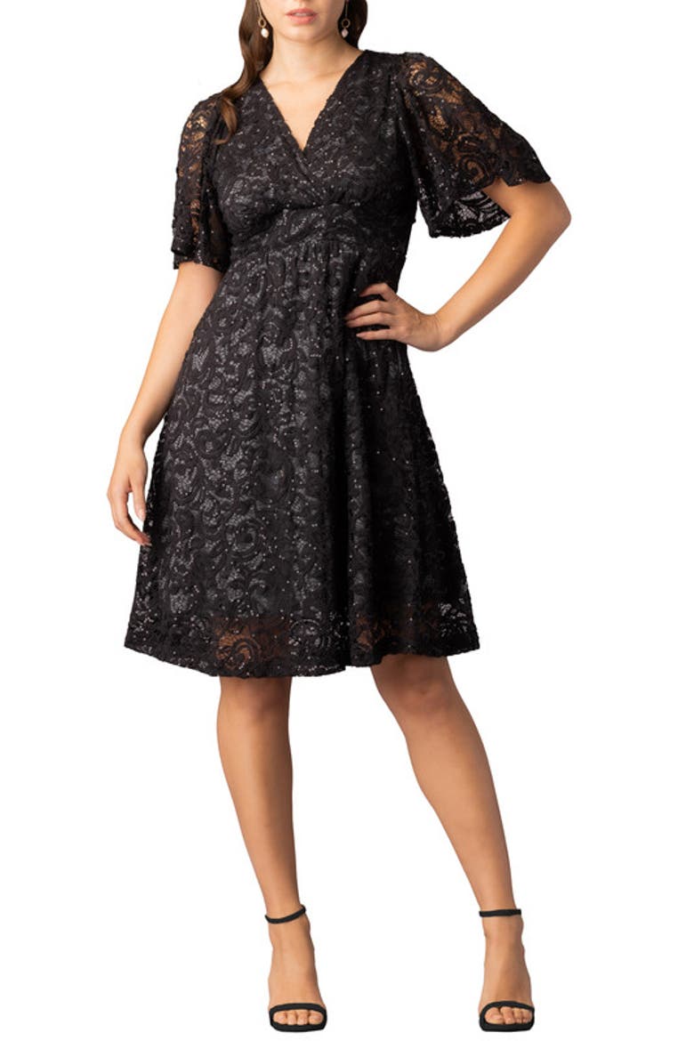 Starry Sequin Lace Cocktail Dress, Main, color, Storm Grey