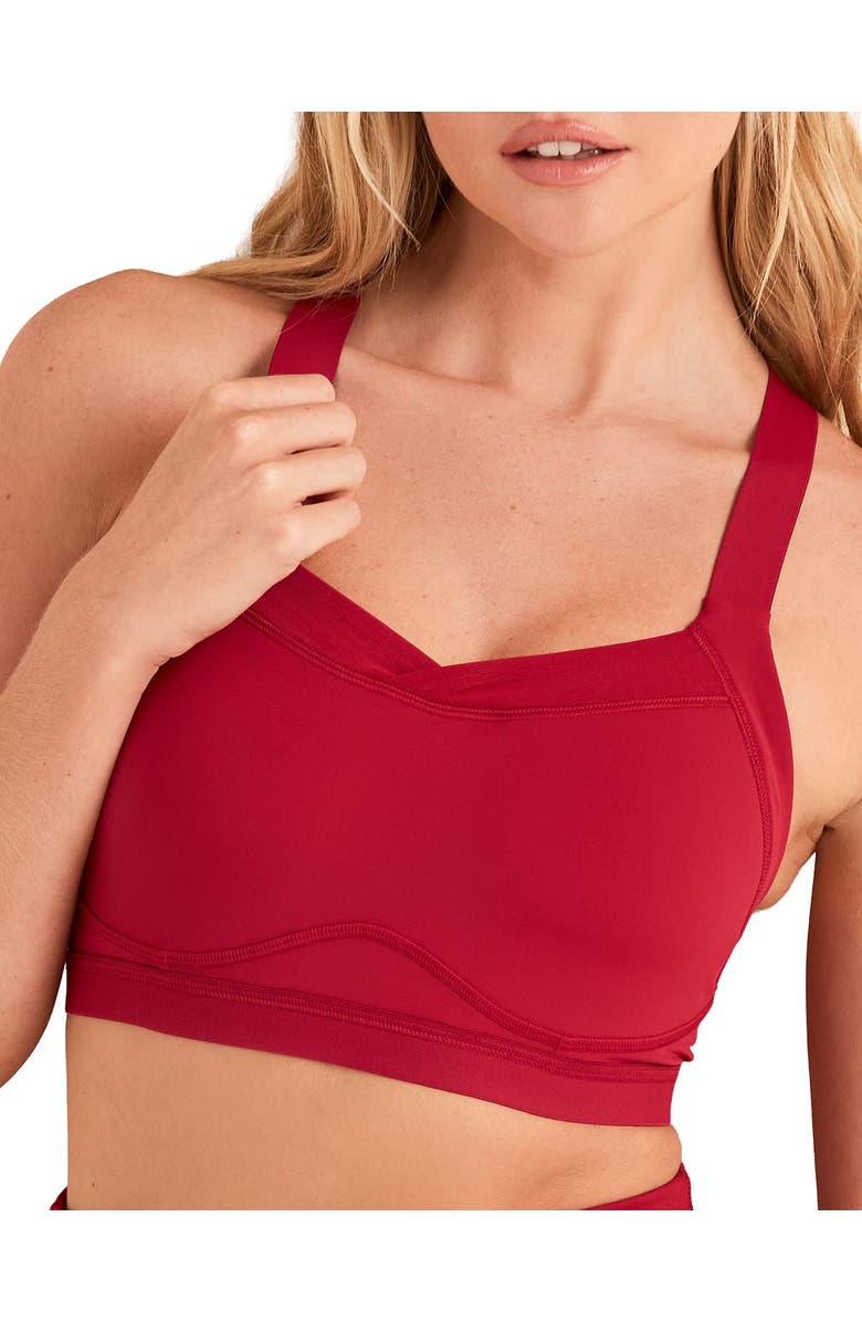 Adore Me Brylee High Support Sports Bra, Alternate, color, Dark Red