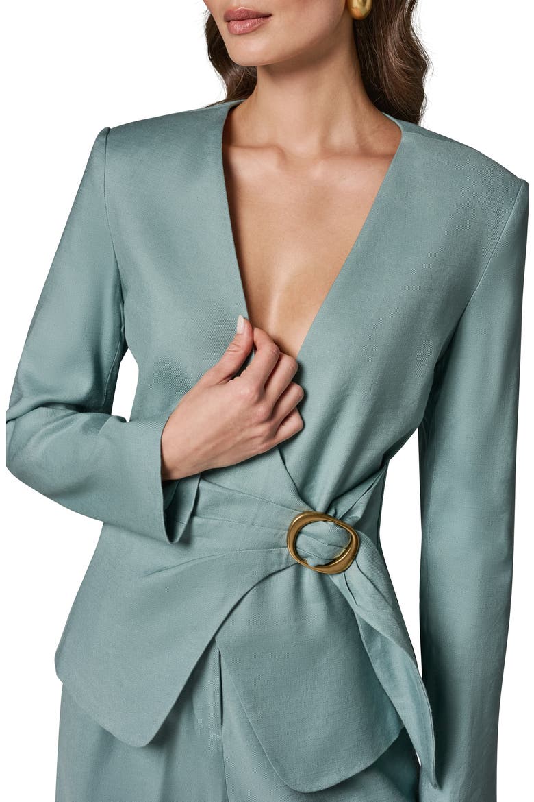 Linen Blend Wrap Jacket, Alternate, color, WATERLILY