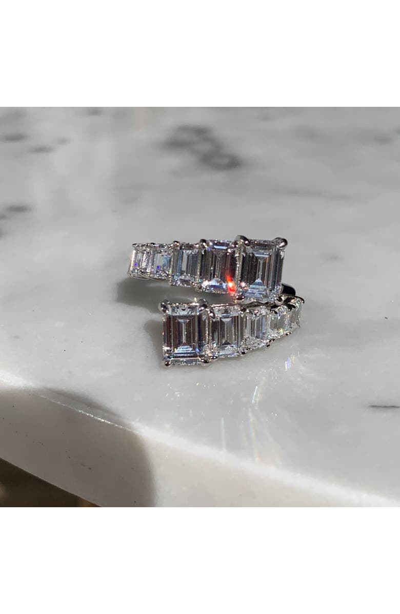 Gemma Azzurro emerald cut cz diamond statement ring, Alternate, color, Silver