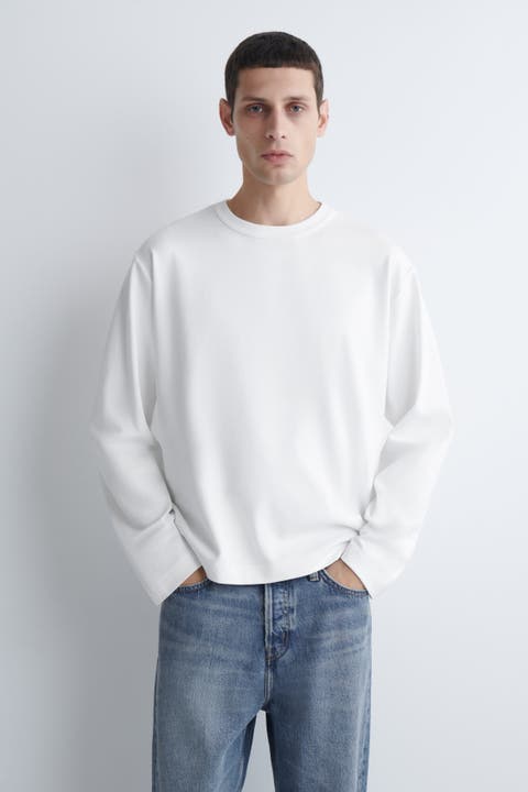 Relaxed Jersey Interlock Long-Sleeved T-Shirt