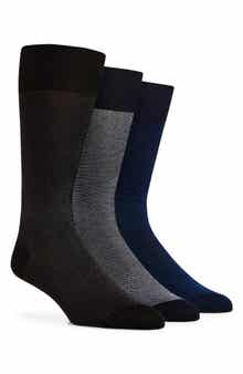 3-Pack Assorted Solid Birdseye Dress Socks