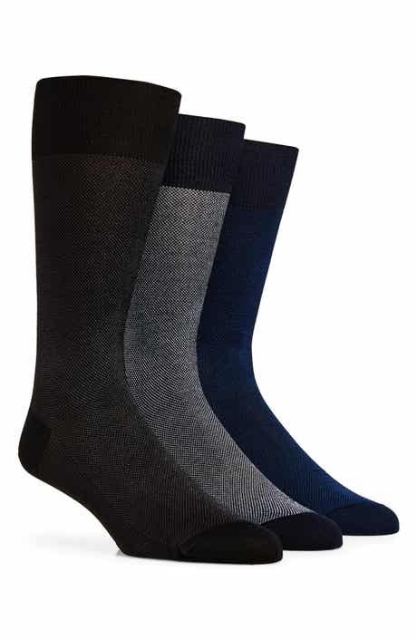 3-Pack Assorted Solid Birdseye Dress Socks
