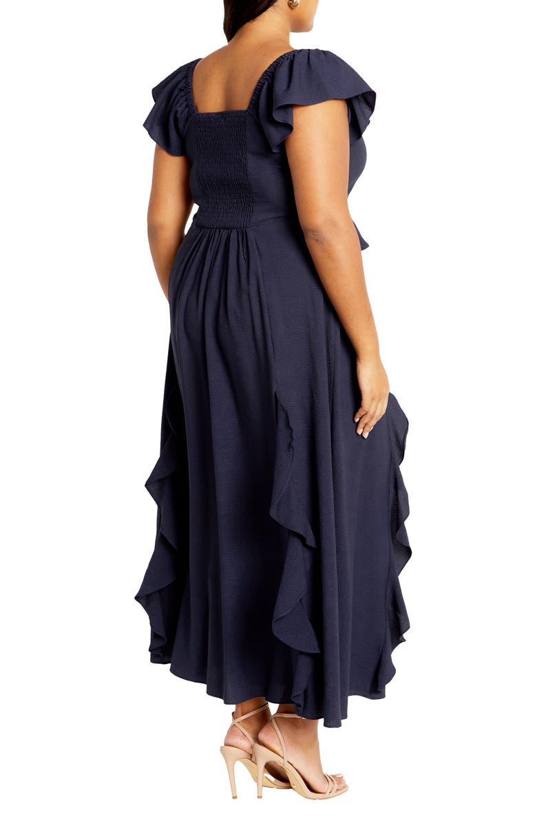 City Chic Frill Ruffle Maxi Dress, Alternate, color, Navy
