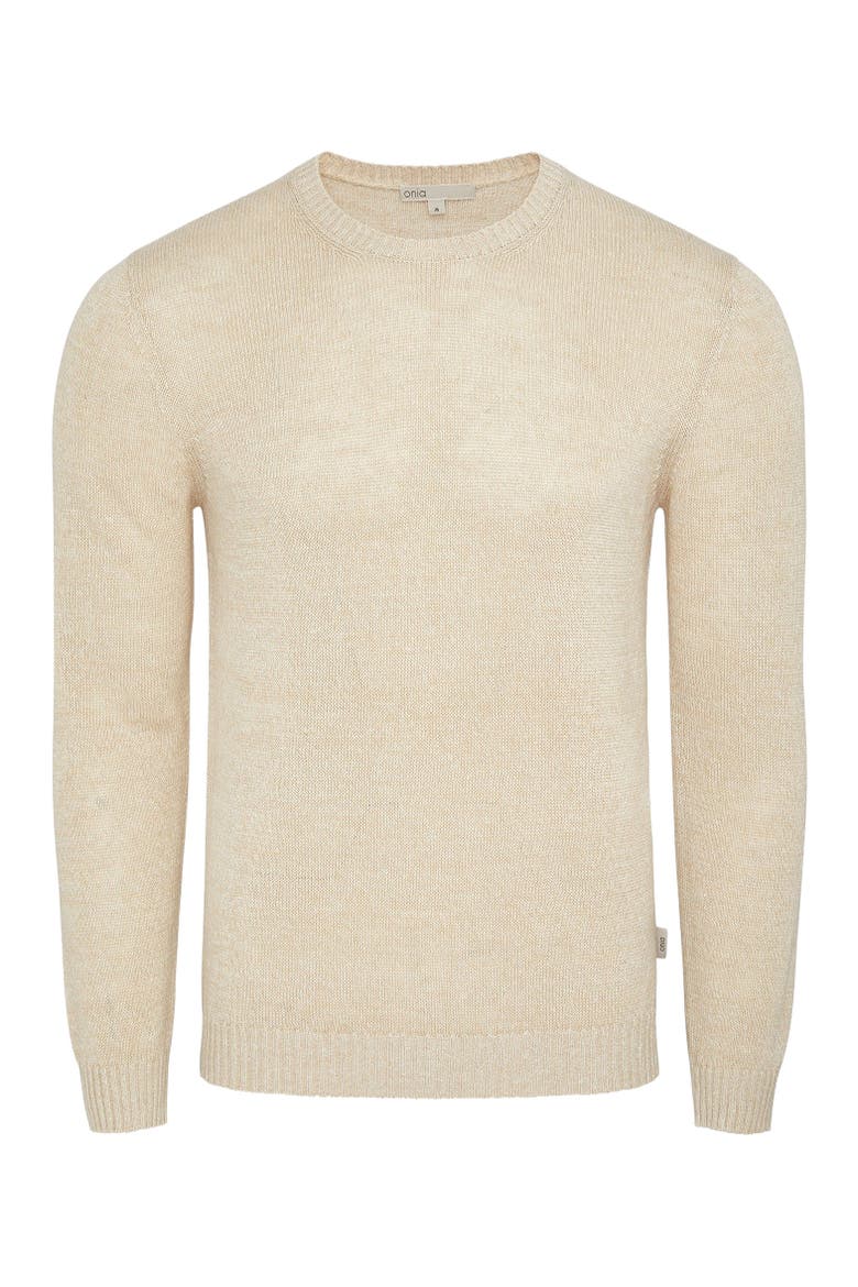 Silk Linen Long Sleeve Crewneck Sweater, Alternate, color, Taupe
