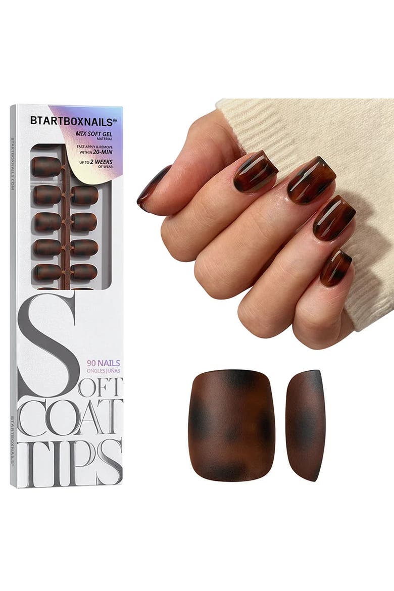 Soft Gel Nail Tips SOFTCOATTIPS Tortoiseshell Collection, Main, color, Extra Short Square