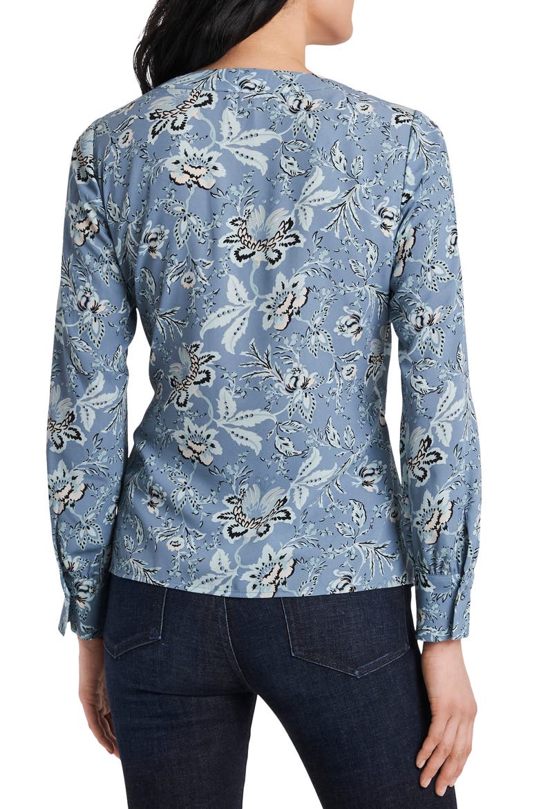 Vince Camtuo Antique Floral Side Tie Long Sleeve Blouse, Alternate, color, BLUESTONE