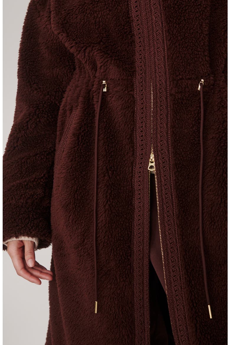 Bennet Long Faux Shearling Coat, Alternate, color, DARK CHESTNUT