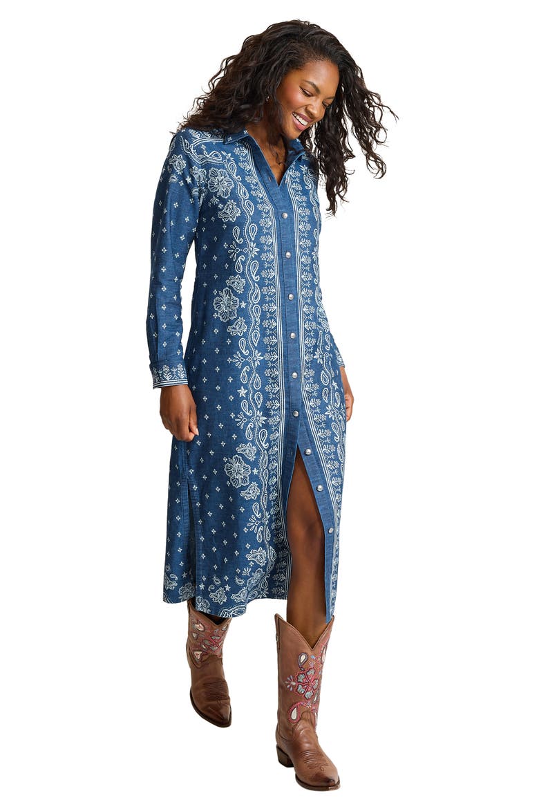 Bandana Bay Midi Shirtdress, Alternate, color, MIDNIGHT BAY WASH