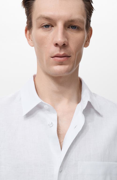 Mango Regular Fit Linen Button-up Shirt In White