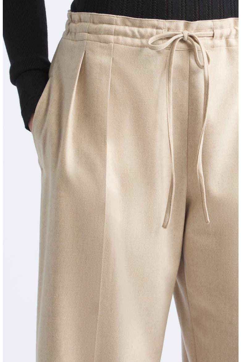 Pleated Stretch Wool & Cashmere Drawstring Trousers, Alternate, color, OATMEAL