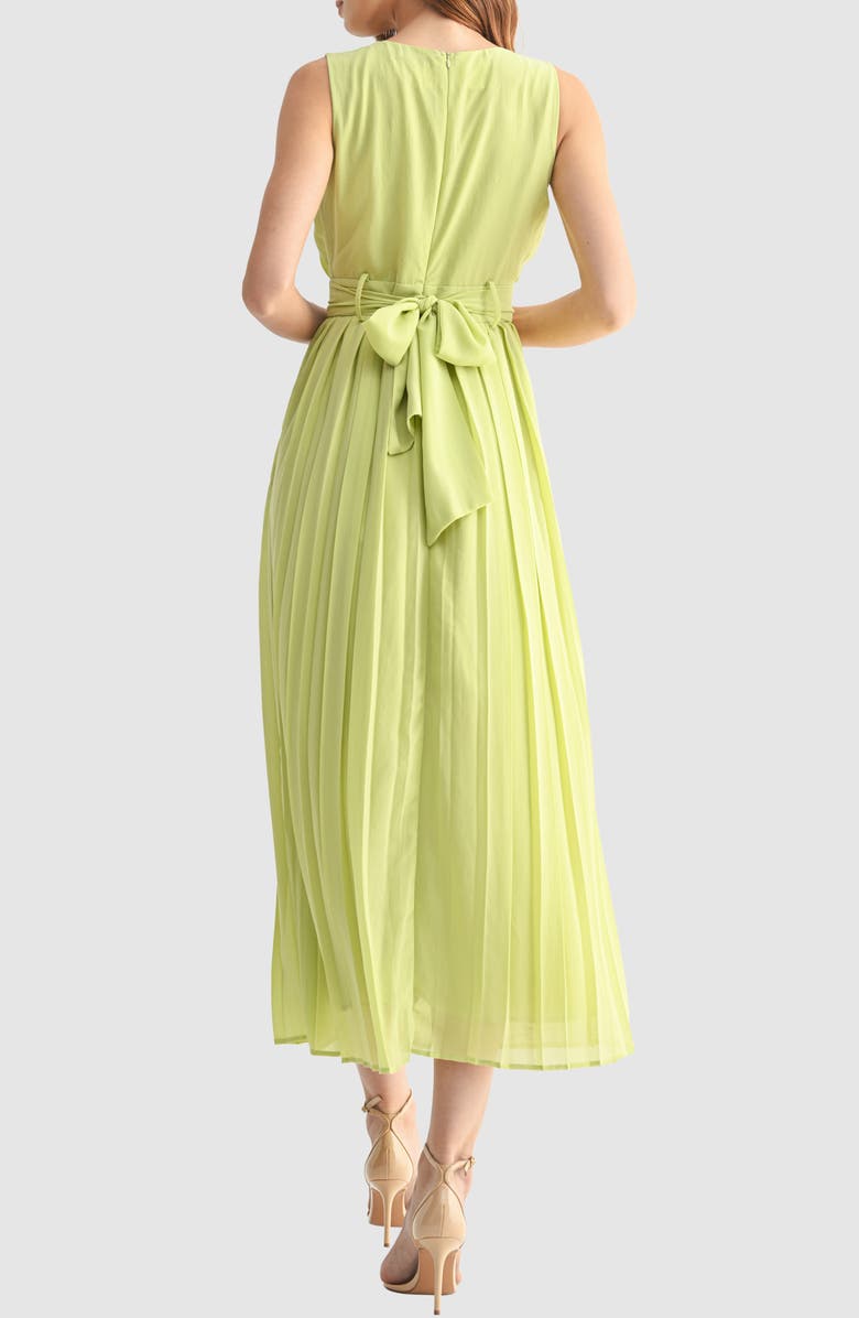 Mila Mae Pleated Belted Maxi Dress, Alternate, color, Lime Green