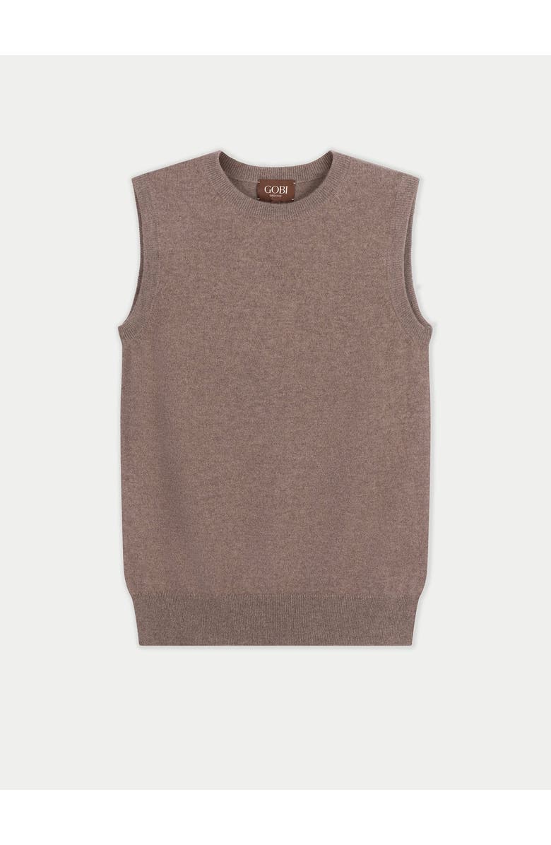 Gobi Cashmere Timeless Cashmere Crewneck Vest, Main, color, Taupe