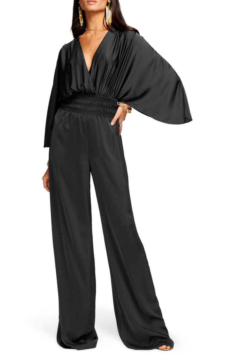 Ramy Brook Cheri Long Sleeve Satin Jumpsuit, Main, color, 