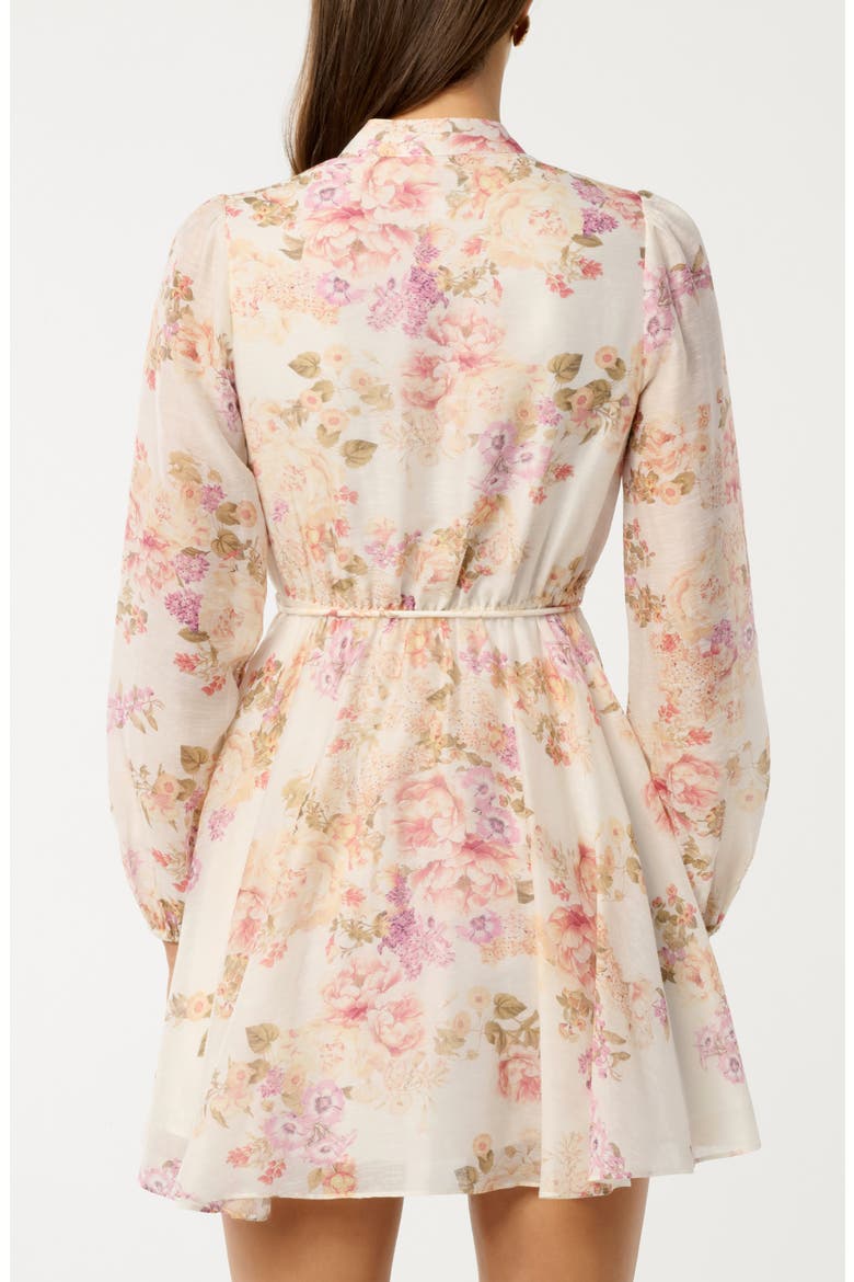 Rhys Fluted Long Sleeve Minidress, Alternate, color, CORAL EMPRESS FLORAL