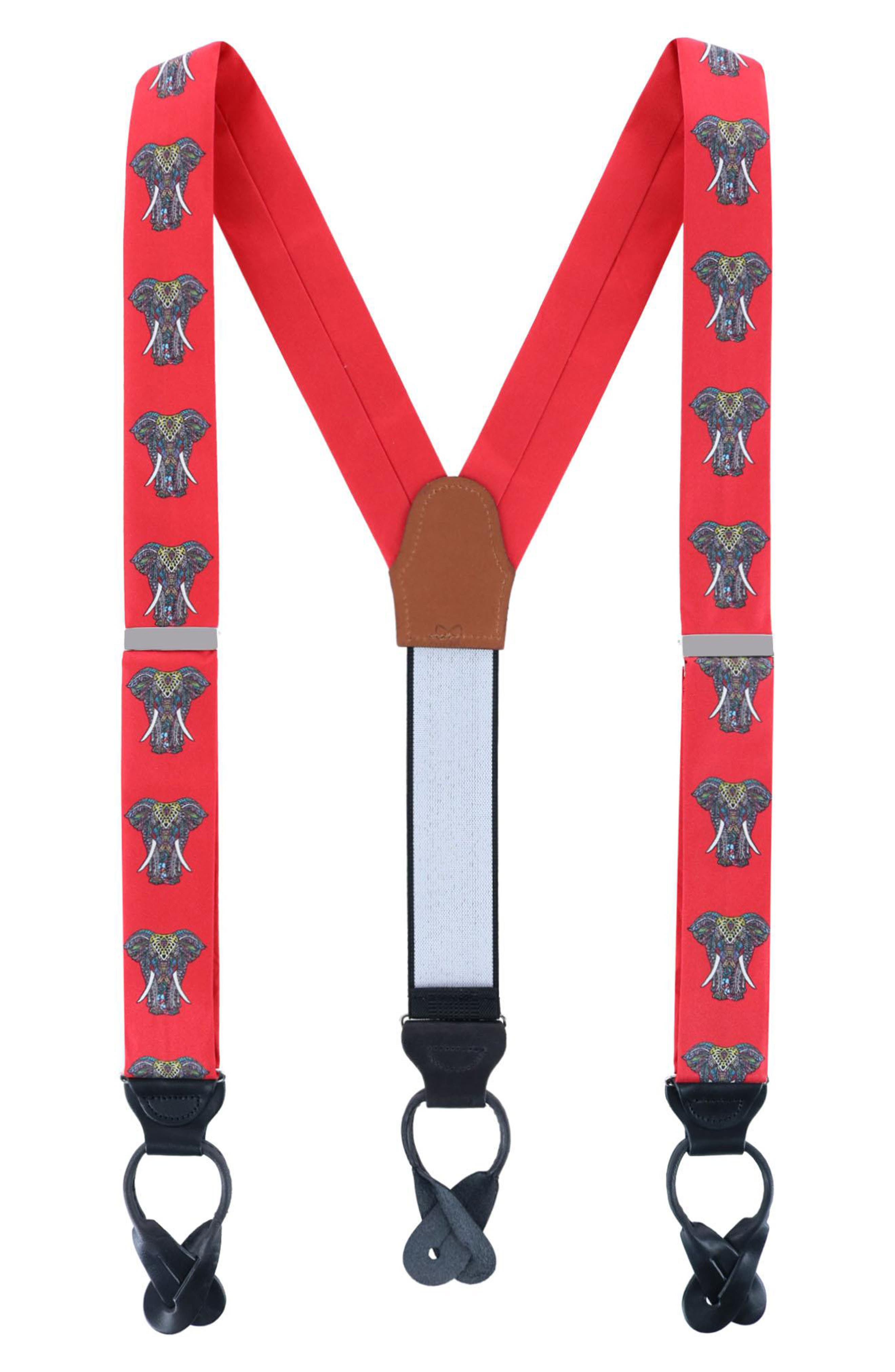 Trafalgar Trobal Elephant Print Silk Suspenders