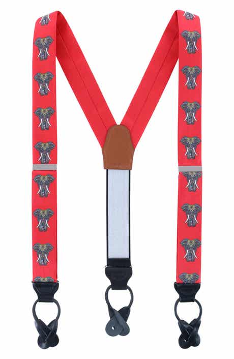 Trafalgar Trobal Elephant Print Silk Suspenders