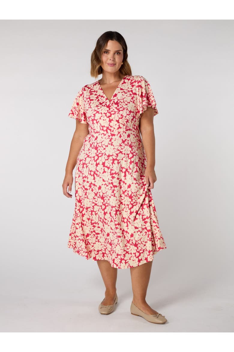 Floral Print Flutter Sleeve Wrap Dress, Main, color, Print