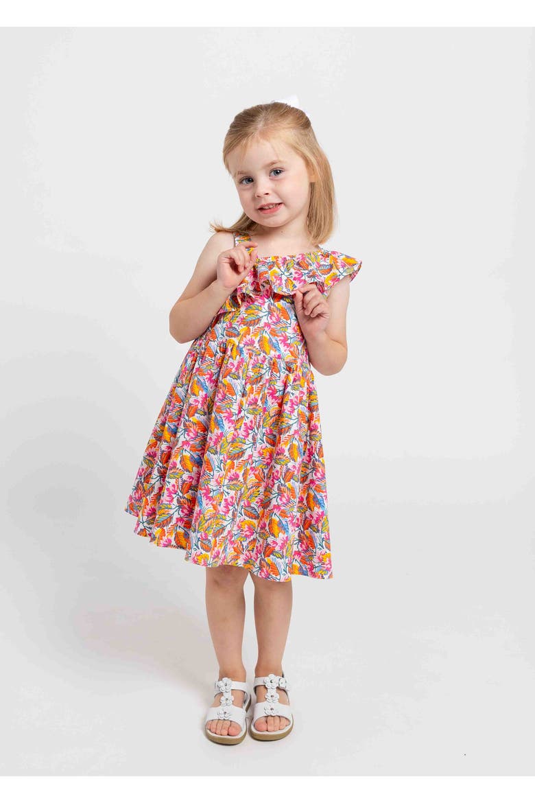 Leaf Print One Shoulder Dress, Alternate, color, White / Multicolor