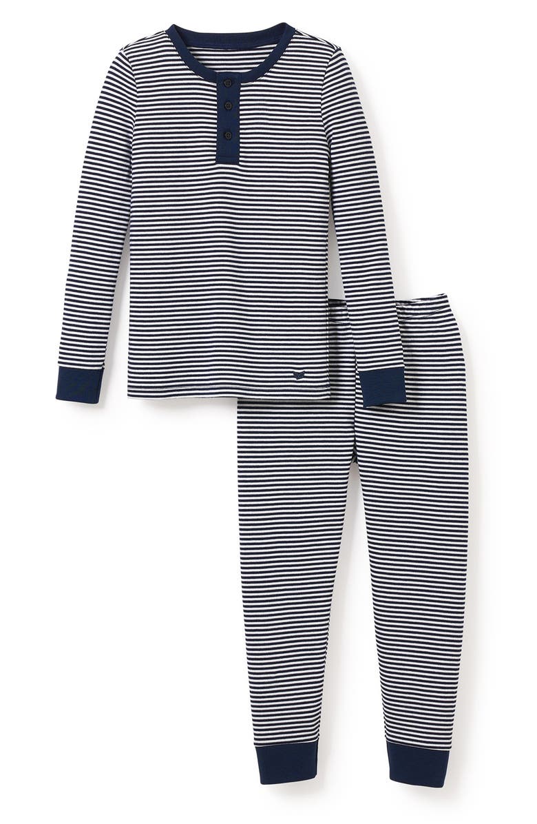 Petite Plume Kids' Stripe Fitted Two-Piece Pima Cotton Pajamas, Main, color, 
