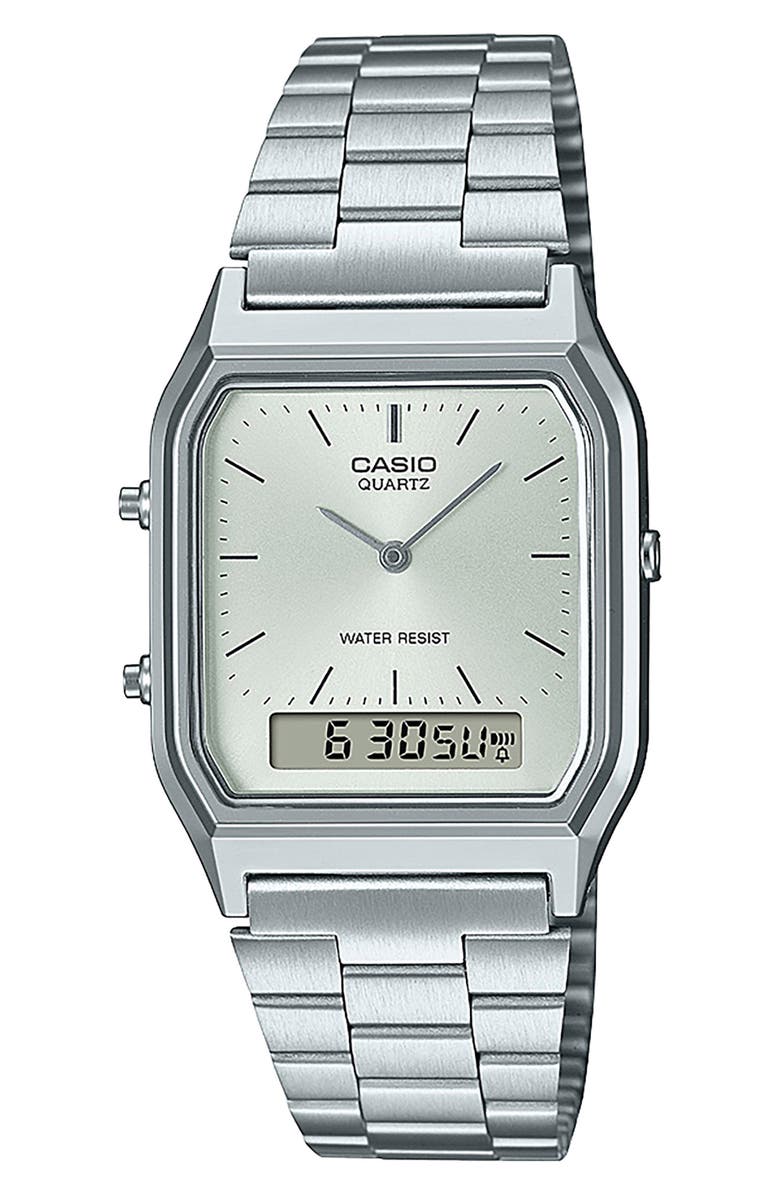 CASIO Vintage Analog/Digital Bracelet Watch, 38.8mm × 29.8mm, Main, color, 