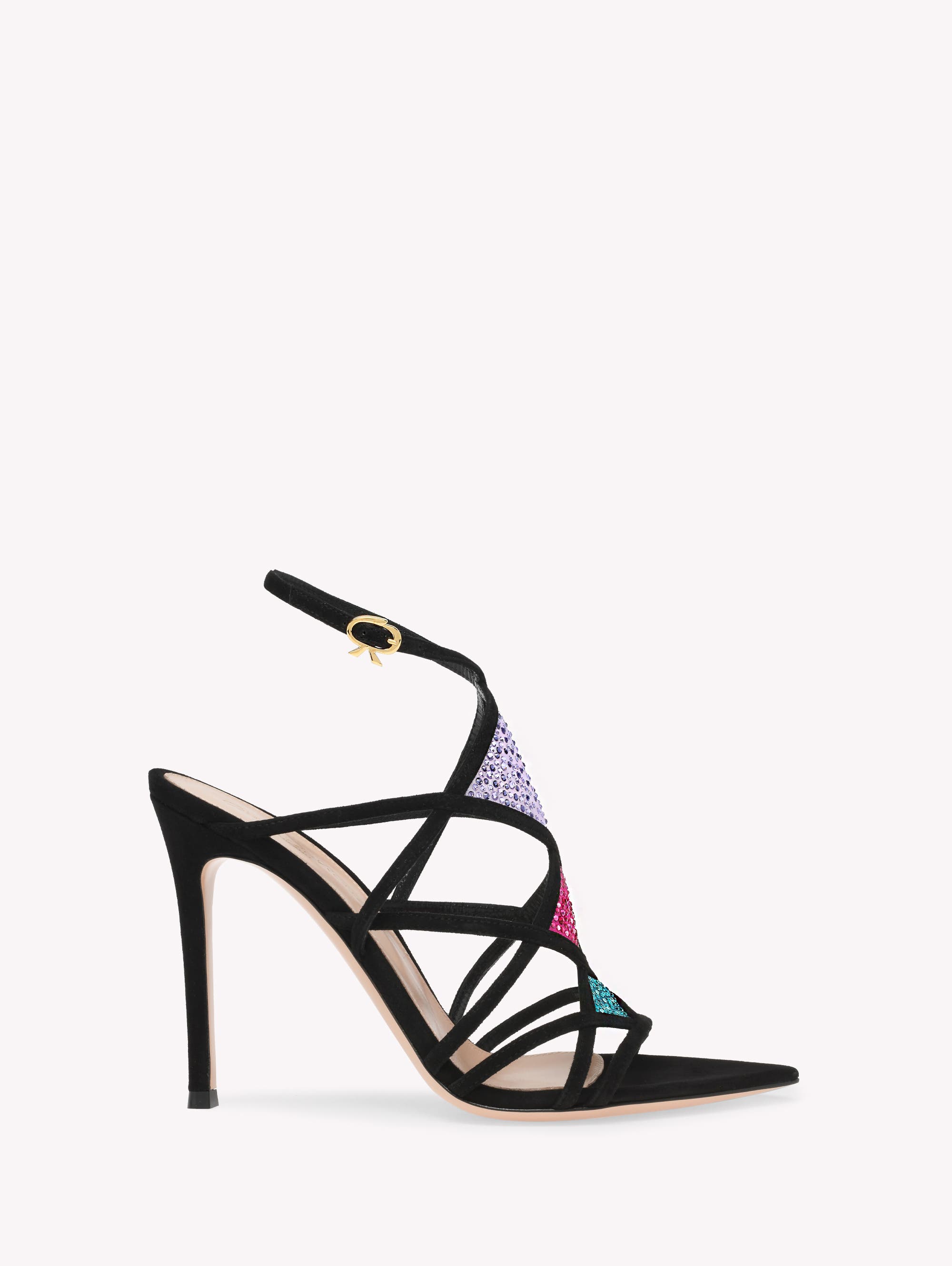 Gianvito Rossi Confetti Sandal, Main, color, Purple Suede And Fabric