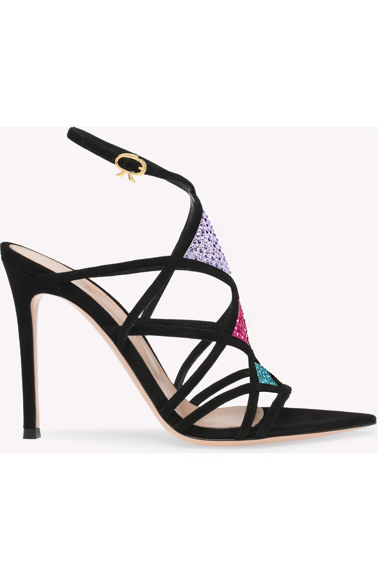 Gianvito Rossi Confetti Sandal, Main, color, Purple Suede And Fabric