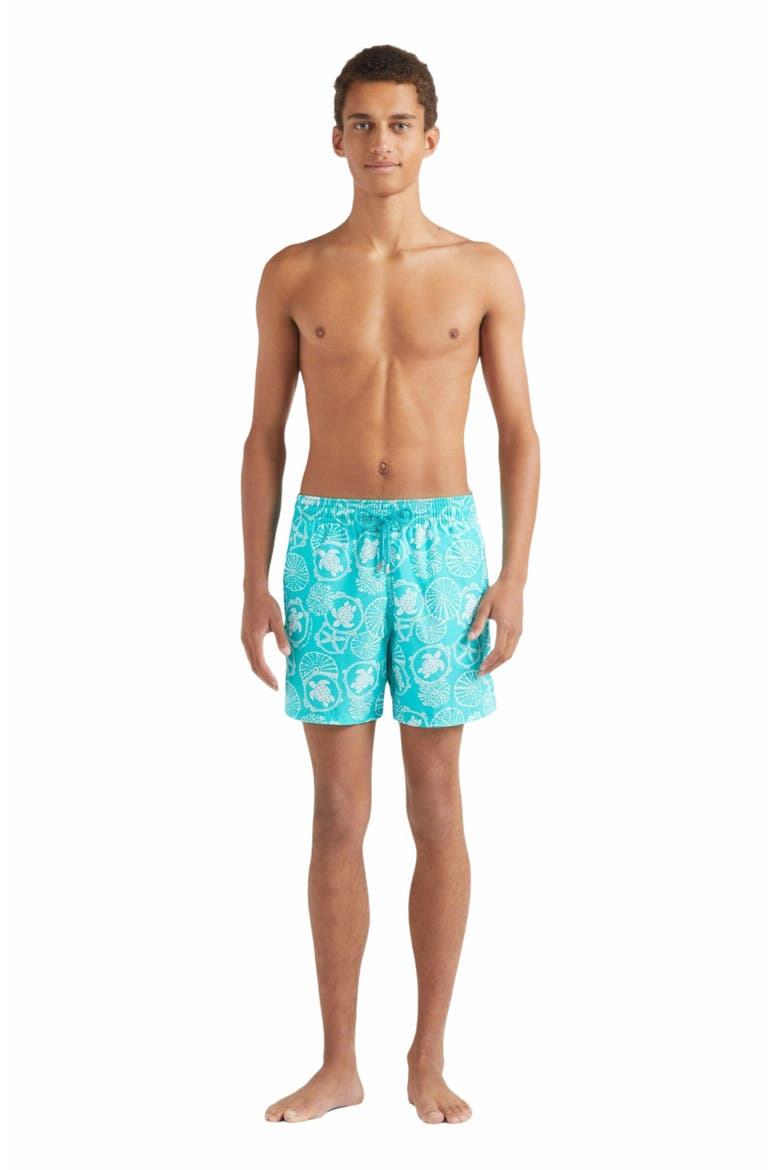 Men's Bicolor Oursins Swim Trunks, Main, color, VERT DISCO