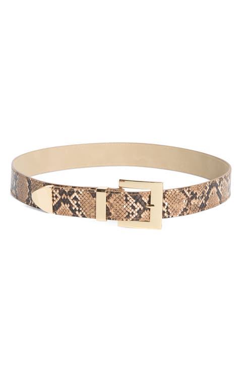 Snakeskin Print Faux Leather Belt